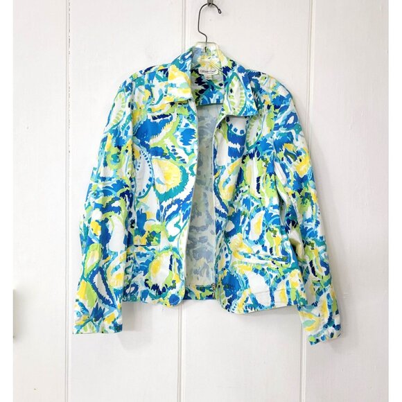 Coldwater Creek Watercolor Print Short Cotton Jacket - Picture 2 of 6